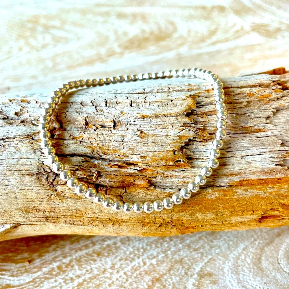 Handmade sterling silver bead stretch bracelet
Add to your stack!